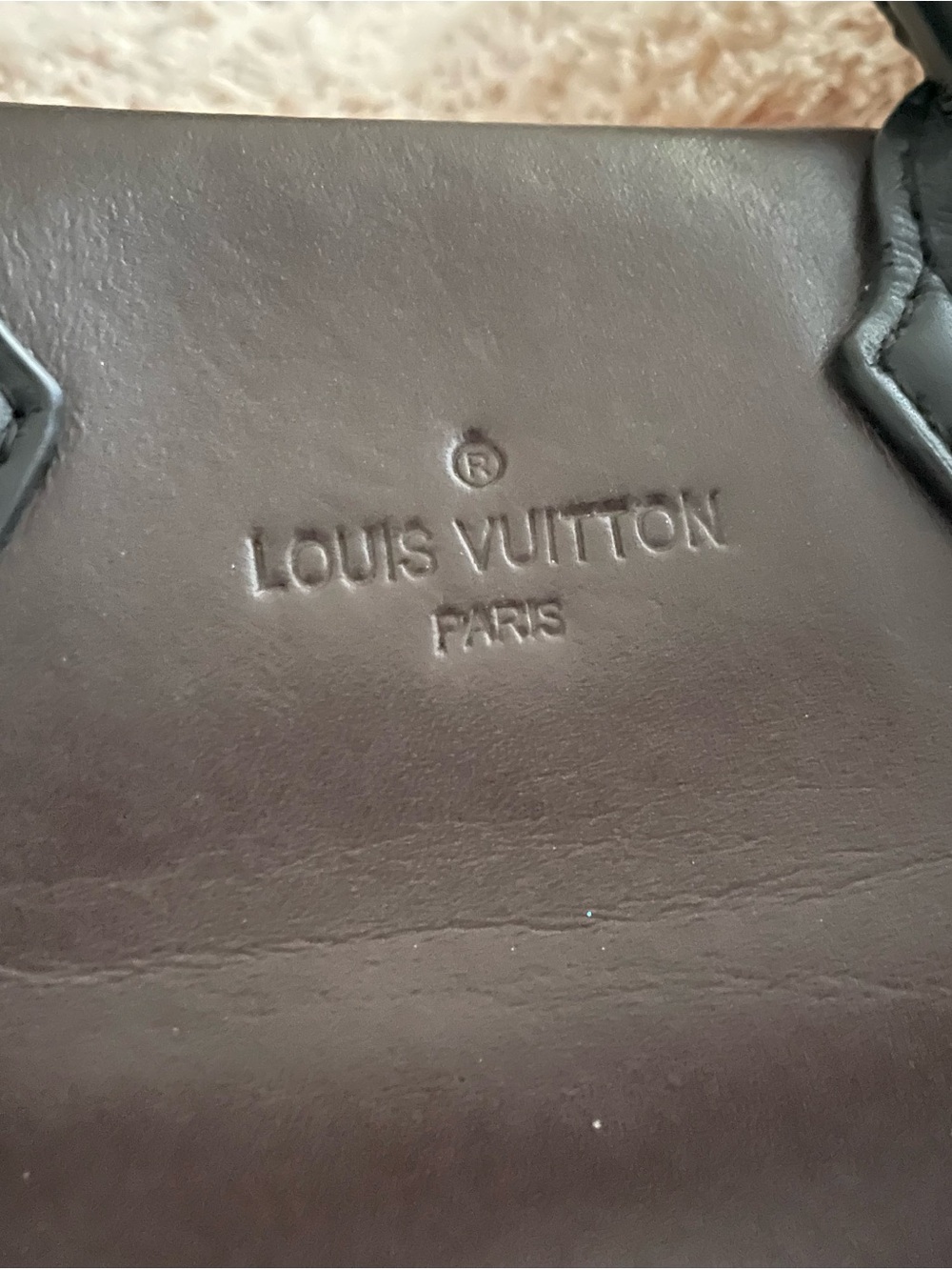 Louis Vuitton Dark Brown Shoulder Bag with Embossed Logo
